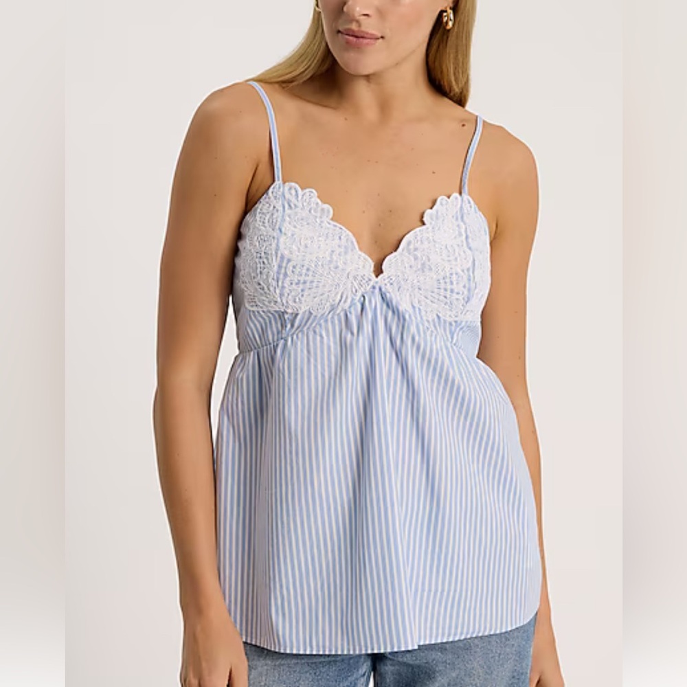 Express Navy Embroidered Stripped Cami